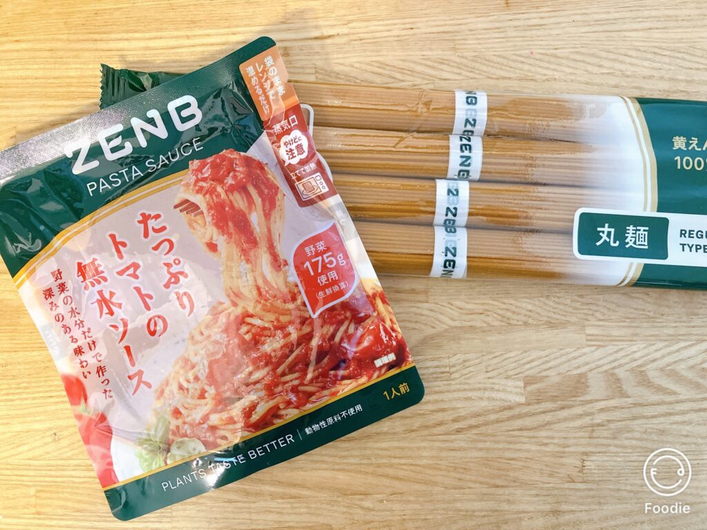 ZENBトマトソースと黄えんどう豆100%のZENBヌードルのパッケージ