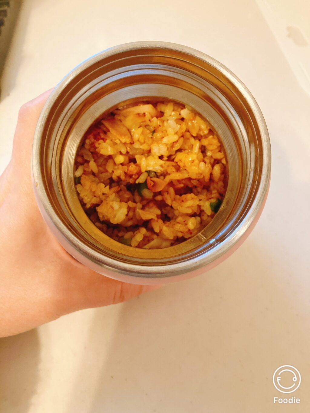 スープジャーに詰めたジャンバラヤの様子